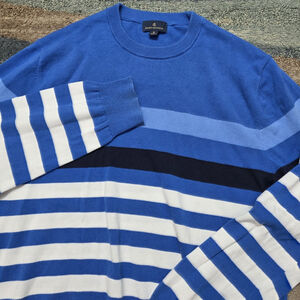 Brooks Brothers Striped Crewneck Sweater Blue White Cotton Medium Men’s Classic